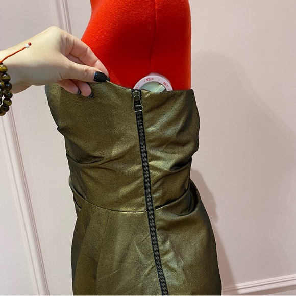 ROBERT RODRIGUEZ Gold Mini Dress, One Shoulder, Sleeveless, Cocktail, Size US 6 - Picture 3 of 14